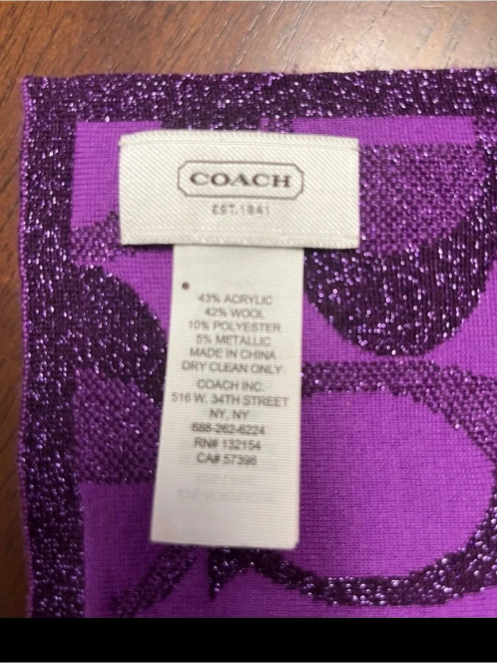 Coach purple scarf